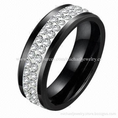 Ceramic rings with two rows of crystal